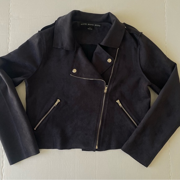 HYFVE Black Suede Moto Jacket with Silver Zippers Bikecore Wismsygoth - Picture 11 of 13